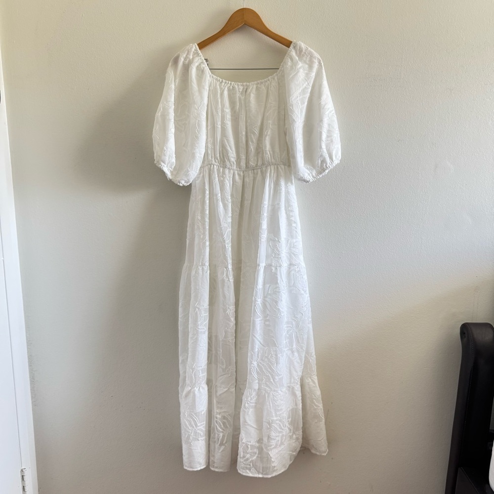 NWT Baltic Born Hayward White Lace Puff Sleeves  Midi Dress size Small - Picture 3 of 10